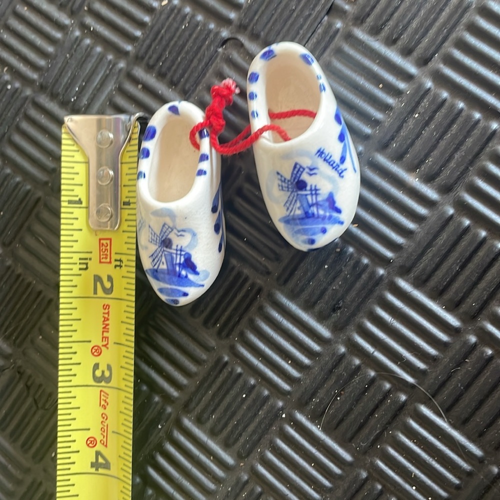 vintage Christmas dutch blue mini shoes windmill porcelain clogs - Picture 2 of 6